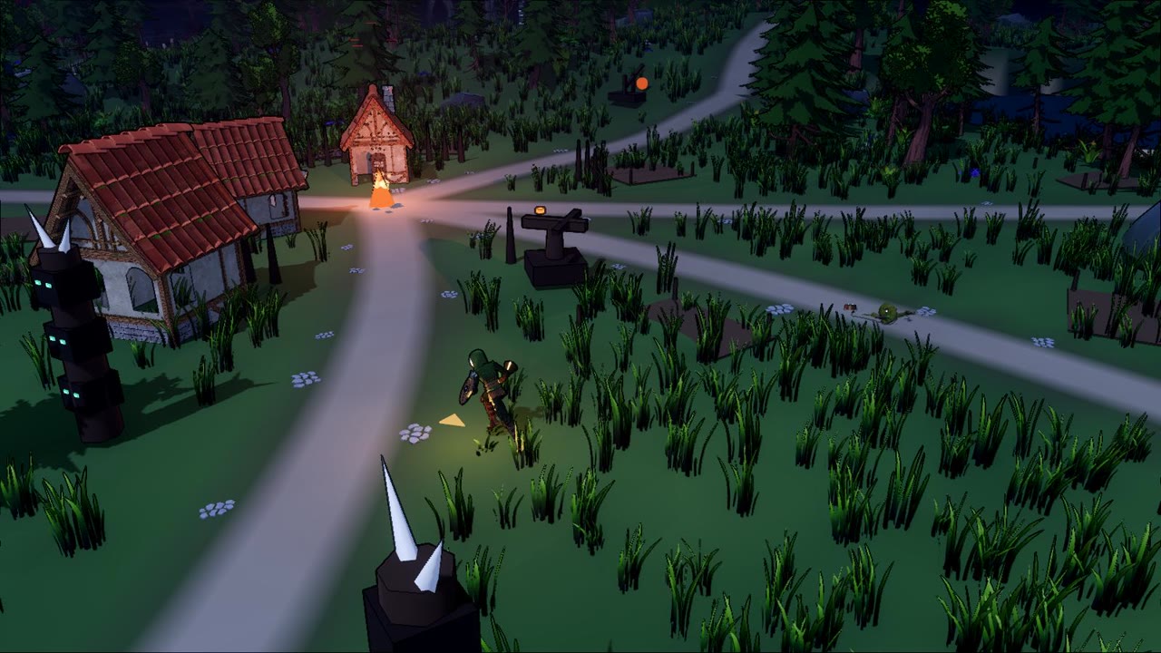 Wickerwood: the village at night